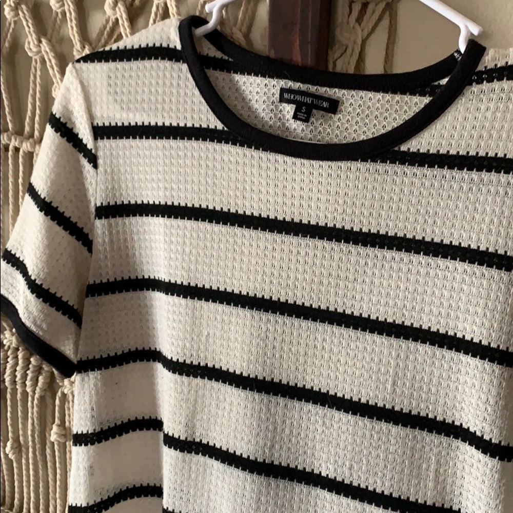 Black and White Striped Knit Shirt